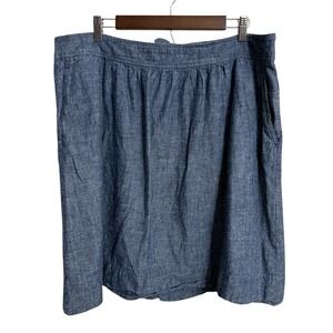 Eileen Fisher skirt womens XL blue hemp organic cotton prairie lagenlook pockets